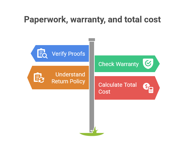 Paperwork, warranty, and total cost