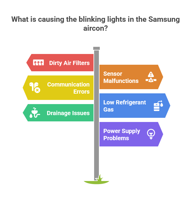 What is causing the blinking lights in the Samsung aircon